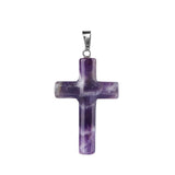 Amethyst Cross Pendant 27X40mm Gemstone Jewelry Necklace Earrings for Women Men