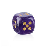 15mm Handmade Carved Gemstone Dice – Natural Stone Crystal Game Dice with Gold Pips – Premium Rounded Edge D6 for Board Games, Tarot, RPG & Decorative Use
