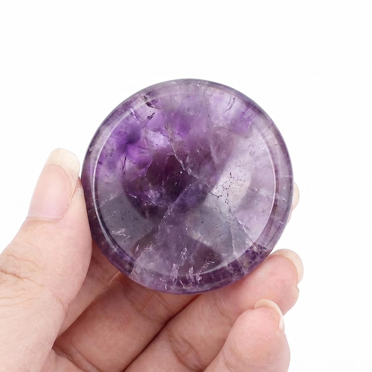 40mm Amethyst Meditation Disc Worry Stone for Stress & Anxiety Relief Thumb Crystal