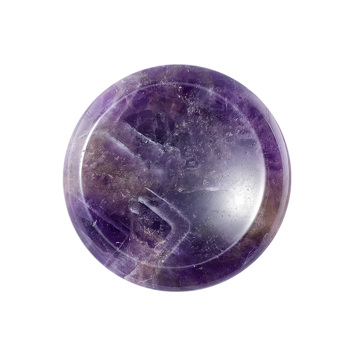 40mm Amethyst Meditation Disc Worry Stone for Stress & Anxiety Relief Thumb Crystal