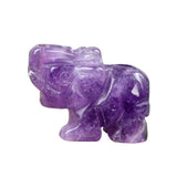 1" Gemstone Elephant Figurine - Hand-Carved Desk Ornament