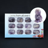 1.0 Inch Hand Carved Gemstone Cat Figurine Animal Ornament  12PCS In Box for Home Office Desk Decor #SP2319-12PA