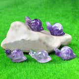 1.0 Inch Hand Carved Snail Gemstone Figurine Pendant Keychain 7 Chakra Beads Chain #KC2323S-A4