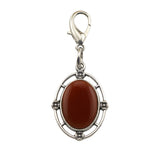 Silver Oval Gemstone Pendant Charms Tag #SP1502S-BT Stone Keychain for Bag