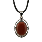 Silver Oval Gemstone Necklace 45CM Black Cord #SN1502S Crystal Pendant 13X18mm Cabs