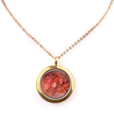 Round Gold Gawu Box Pendant with Chip Stone Stainless Steel Floating Locket Crystal Specimen Keepe Custom for Keepsakes & Healing Stones