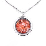 Round Gawu Box Pendant Necklace  Chip Stone Stainless Steel Floating Locket Crystal Specimen Keepe Custom for Keepsakes & Healing Stones（副本）
