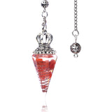 Silver Crown Resin Crystal Orgone Pendulum Pendant Dowsing Charm Chain