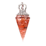 Silver Crown Resin Crystal Pentacle Orgone Pendulum Pendant Dowsing Charm for Wicca & Spiritual Jewelry