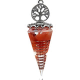 Chips Gemstone Tree of Life Resin Pendulum NO Chain Hexagonal Pyramid Pendant #SP1882AS-F98