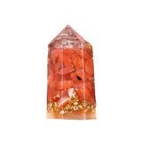 Hexagonal Crystal Obelisk - Natural Crushed Stone & Resin Pillar - Exquisite Desktop Ornament for Positive Energy & Home Harmony