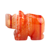 1.0Inch Handmade Carved Gemstone Rhinoceros Ornament For Home Office Desk Decor Mini Stone Animal Figurine Statue Reiki Healing Crystal #SP2306