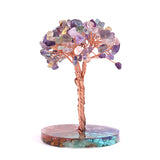 Handmade Woven Chip Gemstone Life of Tree  Ornament with Resin Base for  Feng Shui  Wealth & Good Luck Home & Office Decor #SP1891
