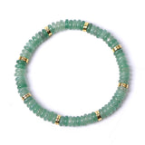 6x3mm Disc Bead Stone Stretch Bracelet for Women Men With Silver Spacer #SB3132