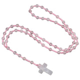 Natural Stone Cross Necklace Handmade 6mm Bead Rosary Jewelry Adjustable Spiritual Meditation Prayer Beads for Men Women Gifts SN2031