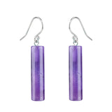 Gemstone Cylinder Dangle Earrings – 8x30mm Polished Crystal Drop Earrings for Women & Girls – Healing Stone Jewelry Gift