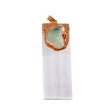 Natural Selenite Gypsum Crystal Pendant with Raw Stone & Crystal #SP1774