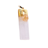Natural Selenite Gypsum Crystal Pendant with Raw Stone & Crystal #SP1774