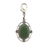 Silver Oval Gemstone Pendant Charms Tag #SP1502S-BT Stone Keychain for Bag