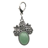 Silver Rose Flower Oval Gemstone Pendant Charms Tag #SP1503S-10X14mm Stone Cab