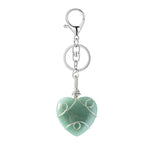 Handmade Wire Wrapped 30mm Heart Gemstone Pendant Charms Keychain #KC1751S