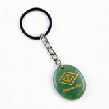 Oval Gemstone Disc Keychain– Carved with Custom Words & Symbol -The Shaman's Eye