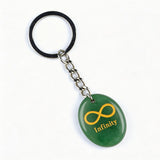 Oval Gemstone Disc Keychain– Carved with Custom Words & Symbol -Infinity Symbol
