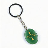 Oval Gemstone Disc Keychain– Carved with Custom Words & Symbol -Mindfulness Meditation