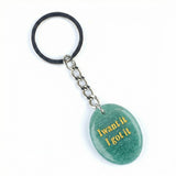 Oval Gemstone Disc Keychain– Carved with Custom Words & Symbol -I want it I got it
