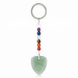 Gemstone Guitar Pick Keychain 7 Charka Chain KC2030