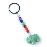 1 Inch Rhinoceros Gemstone Pendant Keychain 7 Chakra Beads Chain #KC2306S-A4