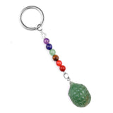 1Inch Gemstone Hedgehog Pendant Keychain 7 Chakra Beads Chain #KC2308S-A4