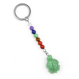 1.0Inch Tortoise Gemstone Pendant Keychain 7 Chakra Beads Chain #KC2311S-A4