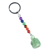 1 Inch Handmade Carved Tortoise Gemstone Pendant Keychain 7 Chakra Beads Chain #KC2312S-A4