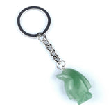 1.0 Inch Hand-Carved Gemstone Penguin Pendant Keychain#KC2313S-A1