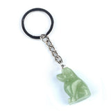 1.0 Inch Hand Carved Gemstone Dog Pendant Keychain #KC2316S-A1
