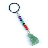 1.0Inch Handmade Craved Bird Gemstone Pendant Keychain 7 Chakra Beads Chain #KC2317S-A4