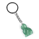 1.0Inch Handmade Craved Gemstone Cat Animal Pendant Keychain #KC2319-A1