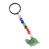 1.0 Inch Hand Carved Snail Gemstone Figurine Pendant Keychain 7 Chakra Beads Chain #KC2323S-A4