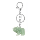 Hand-Carved Gemstone Bear Pendant Keychain – 25MM Natural Crystal Animal Charm with Sturdy Lobster Clasp, Perfect Key Ring Accessory for Bags & Purses #KC2324S-A3