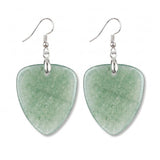 Hand-Polished Gemstone Guitar Pick Pendant Dangle Earrings Unique Crystal Jewelry PE2030