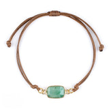 Natural Stone Adjustable Bracelet for Women Men Handmade Woven Bohemian Style Crystal Bangle #SB3126