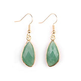 Gold Facted Teardrop Gemstone Pendant Dangle Earring for Women Girls
