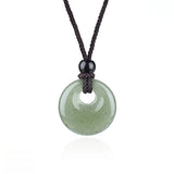 20MM Natural Gemstone Coin Pendant Necklace with Adjustable Rope Chain