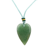 Long Heart Gemstone Pendant Necklace for Women Men Adjustable Colorful Rope