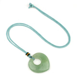 40mm Heart Gemstone Pendant Necklace Adjustable Colorful Rope