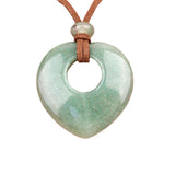 40mm Heart Gemstone Pendant Necklace Adjustable Rope