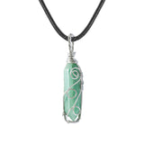 Handmade Wire Wrapped Hexagonal Point Gemstone Pendant Necklace #SN1753-45CM Cord