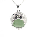 Silver Owl Gemstone Necklace SN1758S Bird Animal Pendant with 45CM 0 Chain