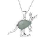 Silver Kangaroo Gemstone Pendant Necklace for Women Men #SN1765 Animal Charms Beads Chain Jewelry
